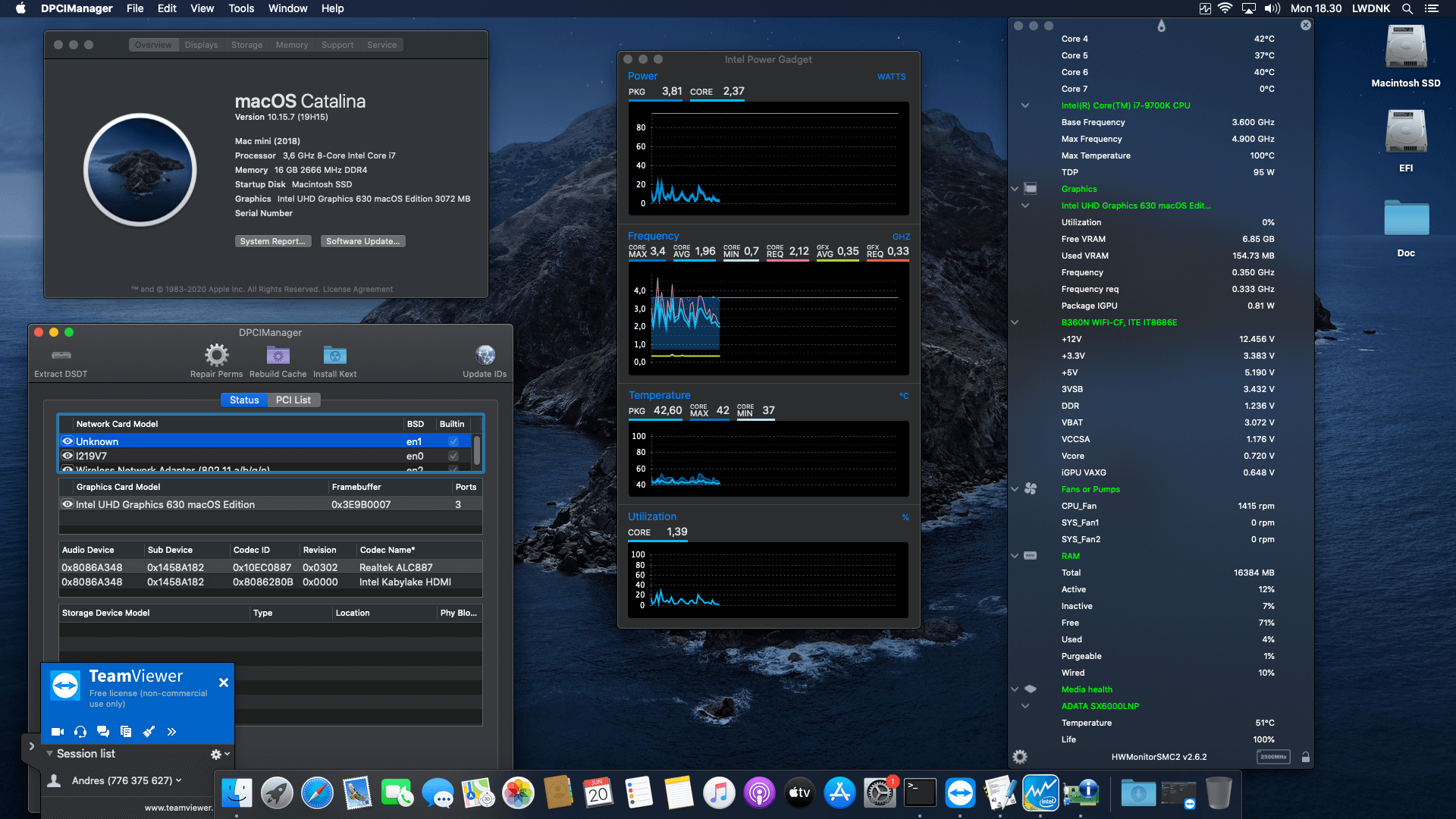 Success Hackintosh macOS Catalina 10.15.7 Build 19H15 in Gigabyte B360N Wifi + Intel Core i7 9700K